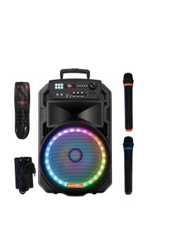 Buy Bluetooth Trolley Speaker TEB12D with LED Lights - 37x37x61.5 cm in UAE