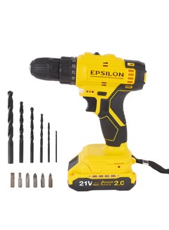 Buy Epsilon 21 V Cordless Drill- EPSCD1559/ 10 mm Hole Diameter, 28 Nm Maximum Torque, Perfect for Home and Business, No Load Speed 0-1400 RPM,  Black and Yellow, 1 Year Warranty in UAE