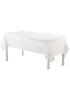 Buy Disposable Table Cloth , 137 x 274cm Table Cloths for Parties, Decorative Tablecloths for Rectangle Tables, White Plastic Table Cover, Leakproof and Sturdy in Saudi Arabia