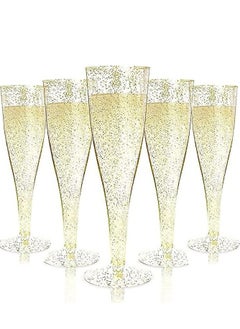 اشتري Glittering Gold 30 Piece Disposable Flutes Elegant Plastic Glasses for Parties Weddings and Showers Versatile Clear Cups Mimosas More Premium Party Supplies في الامارات