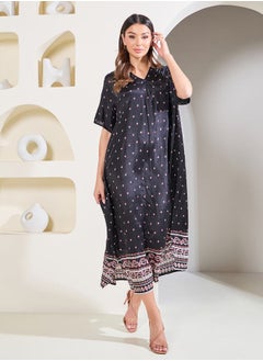 اشتري Floral AOP Waist Tie Up Kaftan Midi Dress في السعودية