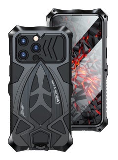 Buy Metal Case For IPhone 15 Pro Max With 1 Tempered Glass Screen Protector Military Aluminum Metal Shockproof Case Full Body Protection Heavy Duty Armor Hard Case in Saudi Arabia