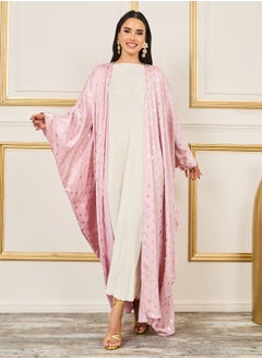 Buy Foil Print Batwing Sleeves Abaya in Saudi Arabia