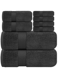 اشتري Premium Grey Bath Towels Set - [Pack of 8] 100% Cotton Highly Absorbent 2 Bath Towels, 2 Hand Towels and 4 Washcloths - Luxury Hotel & Spa Quality Bath Towels for Bathroom by Infinitee Xclusives في الامارات