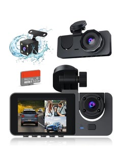 اشتري Dash Cam Front and Rear Inside, 4K Full HD Dash Cam for Cars, Car Camera with Free 32GB SD Card, Built-in Super Night Vision, 24 Hours Parking Monitor, Loop Recording, Accident Lock, G-Sensor في السعودية