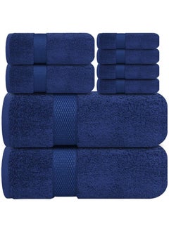 Buy Kingston Premium Quality High Absorbent Bath Towel Set 2 Bath Towels 2 Hand Towels And 4 Wash Cloths Combo Pack of 8 Navy Blue in UAE