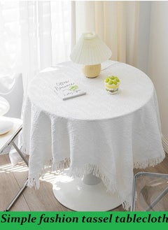 Buy Round Nordic Style Cotton Linen Tablecloth Suitable for Decorating Living Room Kitchen Banquet Party Party Picnic 130*130CM in Saudi Arabia