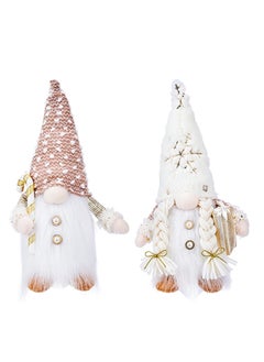 اشتري 2 Light Up Gnomes, Decorations, Glitter Plush Faceless Gnomes, Rudolph with Lights, White Gnomes for Indoor Rustic, Farmhouse Decor, Window Display (Battery NOT Incloud) في الامارات