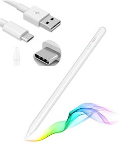 اشتري ESR for Apple Pen, iPad Pencil, Stylus Pen for iPad 10/9/8/7/6, iPad Pro 11/12.9, iPad Air 5/4/3, iPad Mini 6/5, Tilt Sensitivity and Palm Rejection, Magnetic Attachment Touch Screen Stylus White في السعودية