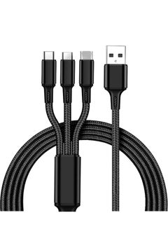 Buy Unbreakable 3 in 1 Charging Cable with 3A Speed, Fast Charging Multi Purpose Cable Type C cable, Micro Usb Cable and Lightning Cable for iPhone 1m Black in Saudi Arabia