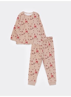 Buy Crew Neck Long Sleeve Printed Baby Girl Pajamas Set in Egypt