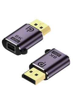 Buy 8K DisplayPort 1.4 to Mini DisplayPort Adapter, DP Male to Mini DP Female Bi-Directional Transmission Converter Connector Aluminum Alloy(2 Pack) in UAE
