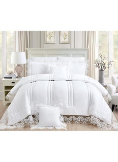 Buy Two-piece bridal mattress, 8-piece quilt set, size 240 x 260 cm/white in Saudi Arabia