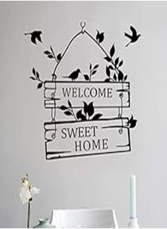 اشتري Welcome home flower vine bird wall Sticker welcome home living room wallpaper welcome home door Sticker في مصر