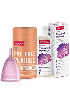 Buy Sirona Reusable Menstrual Cup for Women - Medium with Rose Fragrance Menstrual Cup Wash - 100 ml (Medium Cup & Cup Wash) in UAE