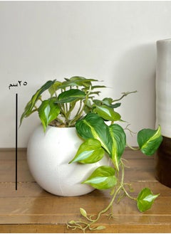 Buy Artificial Hanging Plant for Home Décor in White Pot in a Circular Shape in Saudi Arabia