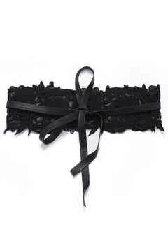 Buy Lace Wide Wwaist Strap Ladies Decorative Belt 92cm Black in UAE