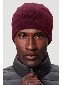 Buy Men Knitted Beanie Hat, Maroon in UAE