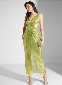 Buy Shimmer Dress With Cutout Detail in UAE