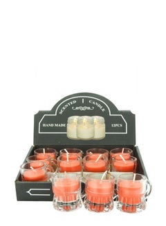 Buy Scented Jar Candle (Set of 12 PCS) with Fragrance Gift Box - Red in UAE