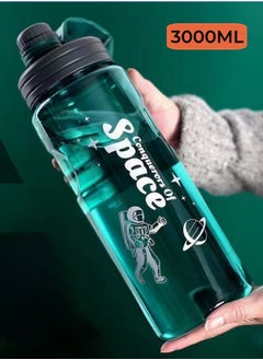 Buy Outdoor Multifunctional Large Capacity Water Bottle Sports Water Bottle with Filter Green 3000ML in Saudi Arabia