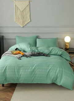 Buy Premium collection King size 6 pieces Bedding Set without filler,  Plain Green Color in UAE
