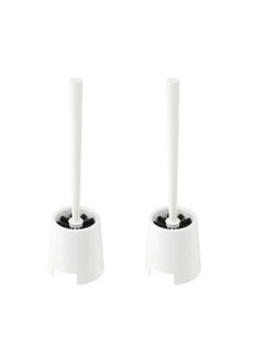 Buy 2 Piece Toilet Bowl Brush Cleaner With Holder White Polypropylene in Saudi Arabia