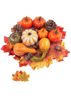 Buy Thanksgiving Artificial Pumpkins Gourds Home Decoration Set 50Pcs ,30 Fake Maple Leaves 10 Fake Acorns 2 Fake Pinecones 8 Fake Pumpkins in UAE