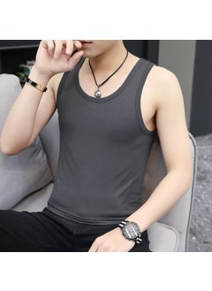 اشتري Vest mens sports underwear summer ice silk loose sleeveless T-shirt 2023 new waistcoat sports bottoming undershirt menVest dark gray Vest dark gray في الامارات