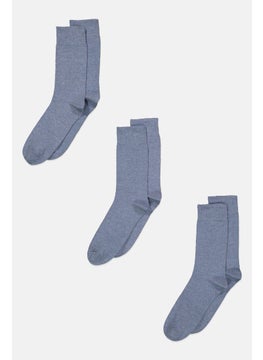 Buy Men 3 Pair Heather Formal Socks, Sage Blue in Saudi Arabia