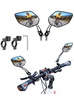 Buy Pack of 2 bicycle mirrors bicycle scooter motorcycle | Compatible with all models mountain road bicycle cycling rear view mirror 360 rotatable folding bicycle mirror left and right in UAE