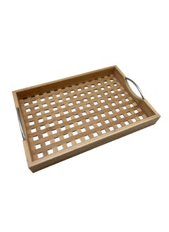 Buy Elegant Design Rectangular Bamboo Serving Tray With Handle Brown 5 X 29 X 43 Cm G11-Sh008 in Saudi Arabia