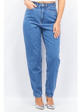 Buy Women Regular Fit High Rise Denim Jeans, Blue in UAE