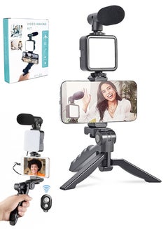 Buy Video Making Kit for iPhone and Android, Phone Photography VLog Set Includes Tripod For Holding Mobile, LED Lights, Microphone, Ideal For Podcast, Live Stream, Videos Creation For Youtube, Vlogs in Saudi Arabia