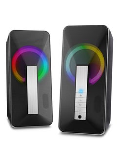 Buy SR300 RGB Desktop Bluetooth / Wired 3.5mm Speakers + USB Power – (10W) 5W / 2.0 Channel Stereo | Black in Egypt