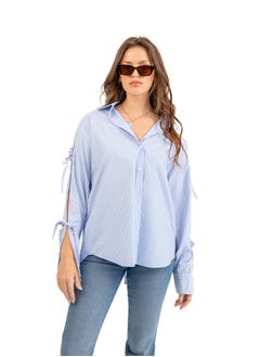 Buy Long sleeve stripe shirt with back and sleeve opening in Egypt