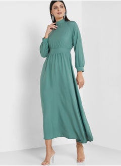 Buy Puff Sleeve Solid Dress in UAE