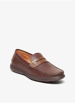 Buy Men's Textured Slip-On Moccasins in UAE