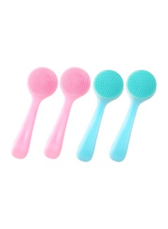 Buy 4 Pack Silicone Small Manual Facial Cleansing Brush, Skin Friendly Waterproof Face Cleaning Scrubber Exfoliator Brush Cleanser for Blackheads Whiteheads Makeup Residues Removal (2 Blue and 2 Pink) in UAE