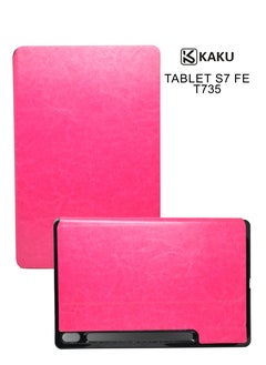 Buy Leather Protective Case Cover For Samsung Galaxy Tablet S7 Fe T735 Pink in UAE