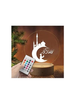 اشتري مصباح طاولة ليلي LED مع قاعدة لتزيين رمضان بقاعدة خشبية دائرية 3 في الامارات