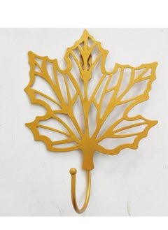 اشتري Decorative Leaves Iron Hooks,Maple Leaf Shape Wall Mounted Hooks Modern Key Holder with Non-Marking Nails Gold Single Prong Hat Hanger Home Office Nursery Room Decoration في السعودية