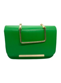 Buy Women's green leather bag with a gold metal handle in Egypt