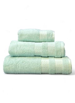 Buy 3 Pcs Luxurious And Soft Beach Towel Set 600GSM Bath Sheet (80x160cm) Bath Towel (70x140cm) Face Towel (50x90cm) Set Of 3 - Glacier in Saudi Arabia