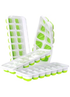 Buy COOLBABY Ice Cube Trays 4 Pack, Easy-Release Silicone & Flexible 14-Ice Cube Trays with Spill-Resistant Removable Lid(Green) in UAE