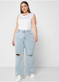 Buy Distressed Wide Leg Jeans in UAE