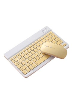 Buy Wireless Bluetooth Three System Universal Mobile phone and Tablet Keyboard with Mouse Set - English Yellow in UAE