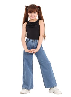 Buy Girls' wide leg jeans, light blue in Egypt