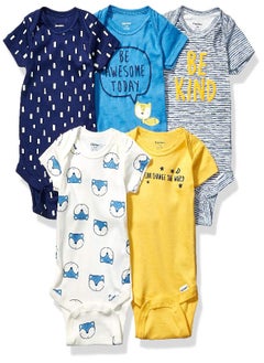 Buy Gerber Baby Boys 5-Pack Short Sleeve Variety Onesies Bodysuits Awesome Fox 3-6 Months in UAE