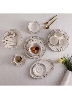 Buy Beatrice 32-Pc New Bone China Dinner Set Serves 6 - Classic Gold in UAE